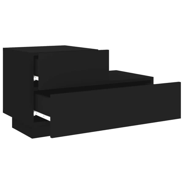 vidaXL Sängbord med LED-belysning svart 70x36x40,5 cm