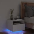 Pikkukuva 1 / 11: vidaXL Yöpöytä LED-valoilla valkoinen 40x39x37 cm