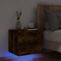 Miniatyrbilde 1 av 11: vidaXL Vegghengt nattbord med LED-lys røkt eik