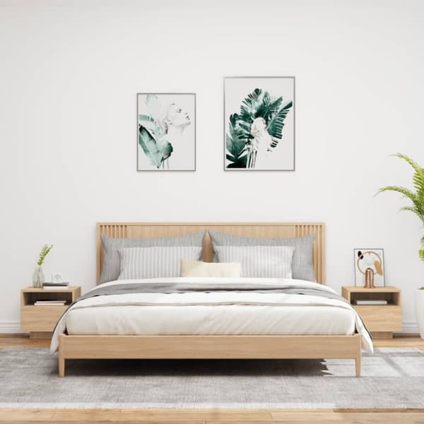 vidaXL Nattbord med LED 2 stk sonoma eik 40x39x37 cm