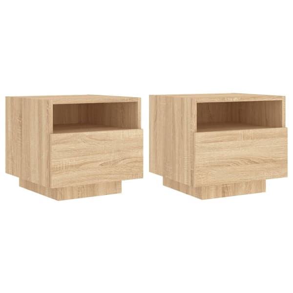 vidaXL Nattbord med LED 2 stk sonoma eik 40x39x37 cm
