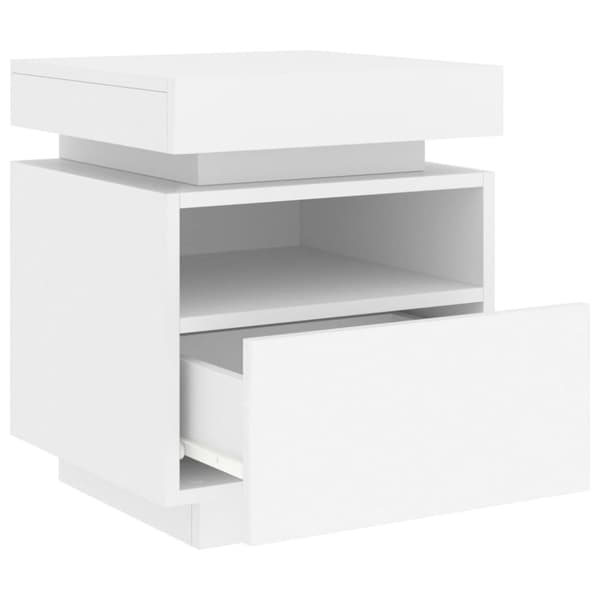 vidaXL Yöpöytä LED-valoilla 2 kpl valkoinen 40x39x48,5 cm
