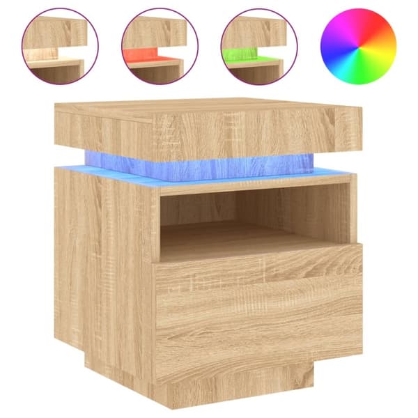 vidaXL Nattbord med LED 2 stk sonoma eik 40x39x48,5 cm