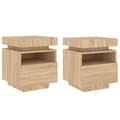 Miniatyrbilde 1 av 11: vidaXL Nattbord med LED 2 stk sonoma eik 40x39x48,5 cm
