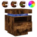 Miniatyrbillede 5 af 11: vidaXL sengeborde 2 stk. med LED-lys 40x39x48,5 cm røget egetræsfarve