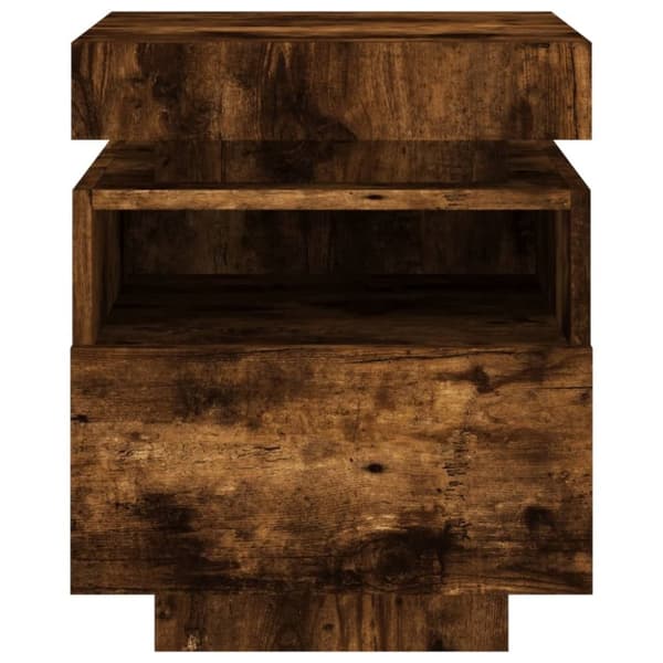 vidaXL sengeborde 2 stk. med LED-lys 40x39x48,5 cm røget egetræsfarve