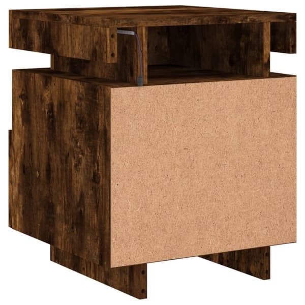 vidaXL sengeborde 2 stk. med LED-lys 40x39x48,5 cm røget egetræsfarve
