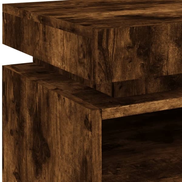 vidaXL sengeborde 2 stk. med LED-lys 40x39x48,5 cm røget egetræsfarve