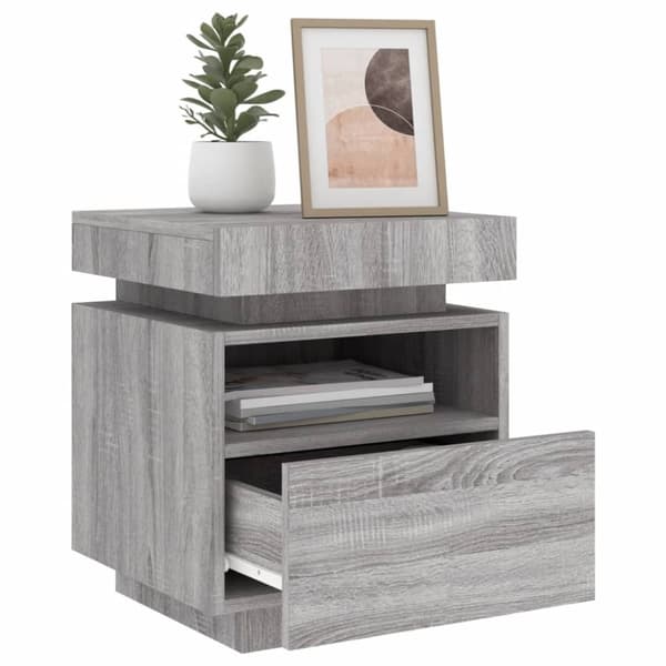 vidaXL Nattbord med LED 2 stk grå sonoma 40x39x48,5 cm