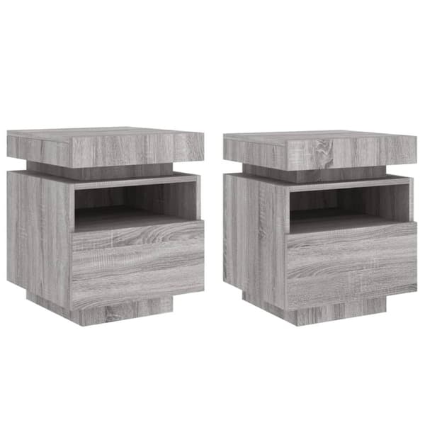 vidaXL Nattbord med LED 2 stk grå sonoma 40x39x48,5 cm