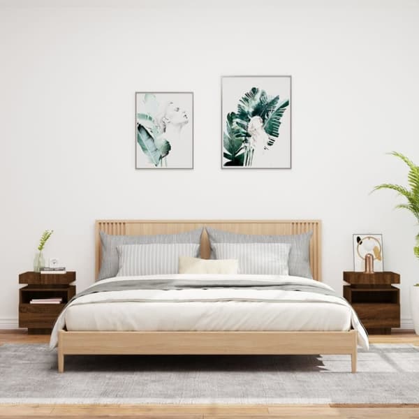 vidaXL Nattbord med LED 2 stk brun eik 40x39x48,5 cm