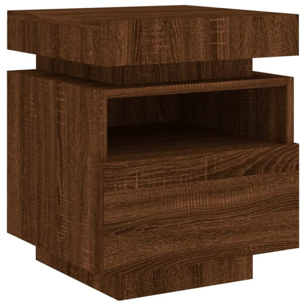 vidaXL Nattbord med LED 2 stk brun eik 40x39x48,5 cm