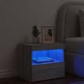 Miniatyrbilde 4 av 11: vidaXL Nattbord med LED grå sonoma 50x40x45 cm