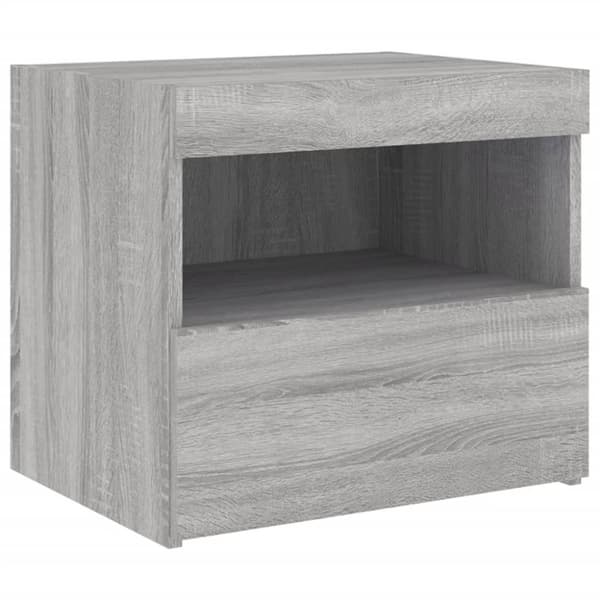 vidaXL Nattbord med LED grå sonoma 50x40x45 cm