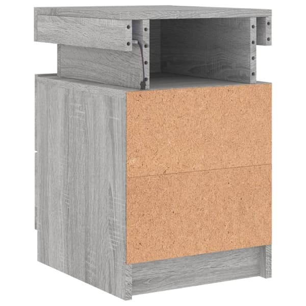 vidaXL Nattbord med LED grå sonoma 35x39x55 cm