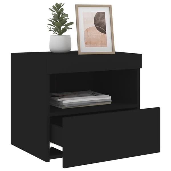 vidaXL Sängbord med LED-lampor svart 50x40x45 cm