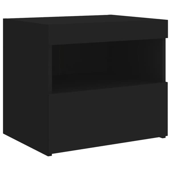vidaXL Sängbord med LED-lampor svart 50x40x45 cm