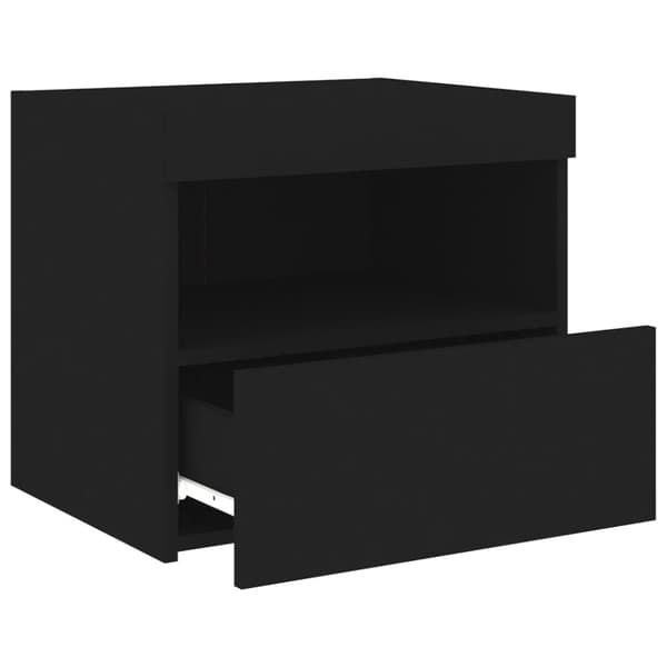 vidaXL Sängbord med LED-lampor svart 50x40x45 cm