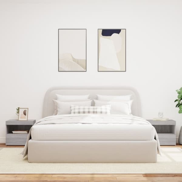 vidaXL Yöpöydät LED-valoilla 2 kpl harmaa Sonoma 50x40x45 cm