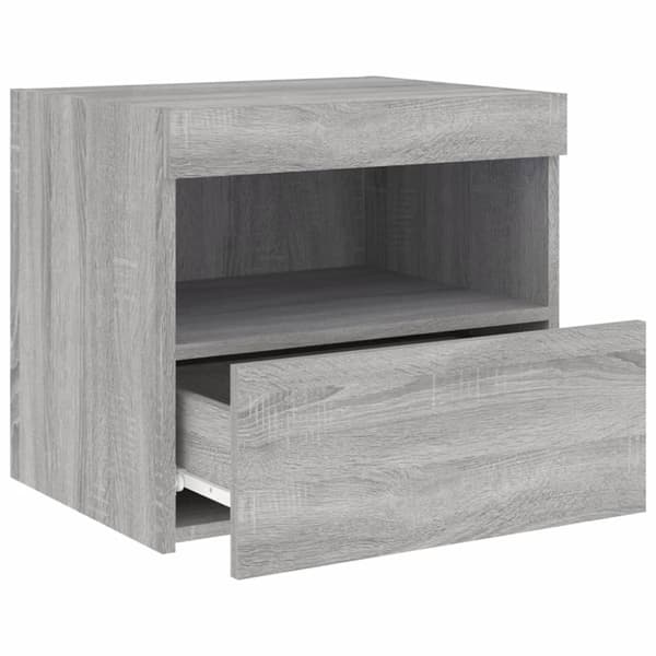 vidaXL Yöpöydät LED-valoilla 2 kpl harmaa Sonoma 50x40x45 cm