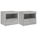 Pikkukuva 2 / 11: vidaXL Yöpöydät LED-valoilla 2 kpl harmaa Sonoma 50x40x45 cm