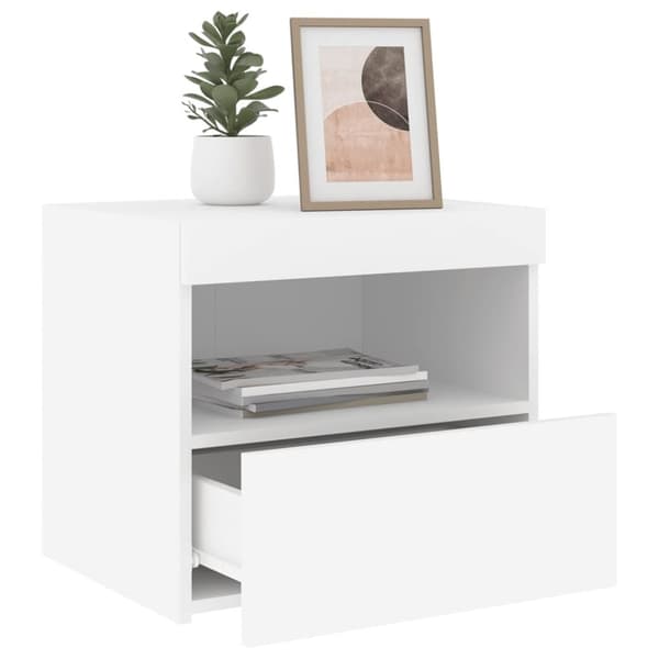 vidaXL sengebord med LED-lys 50x40x45 cm hvid