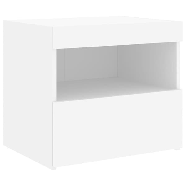 vidaXL sengebord med LED-lys 50x40x45 cm hvid