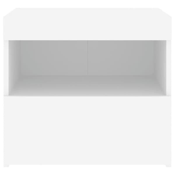 vidaXL sengebord med LED-lys 50x40x45 cm hvid