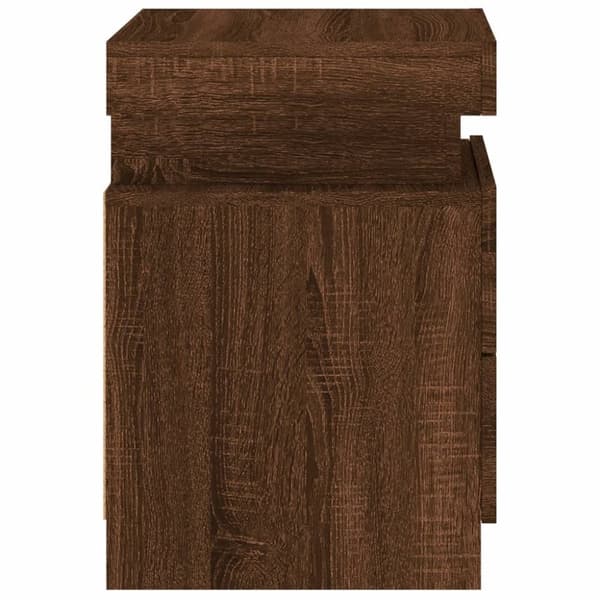vidaXL Sängbord med LED-lampor brun ek 35x39x55 cm
