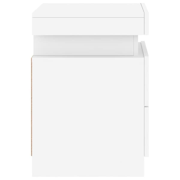 vidaXL sengebord med LED-lys 35x39x55 cm hvid