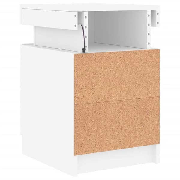 vidaXL sengebord med LED-lys 35x39x55 cm hvid