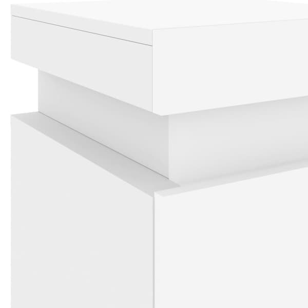 vidaXL sengebord med LED-lys 35x39x55 cm hvid