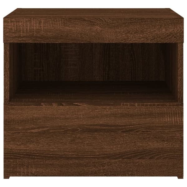 vidaXL sengebord med LED-lys 50x40x45 cm brun egetræsfarve