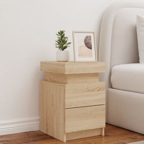 vidaXL Nattbord med LED sonoma eik 35x39x55 cm