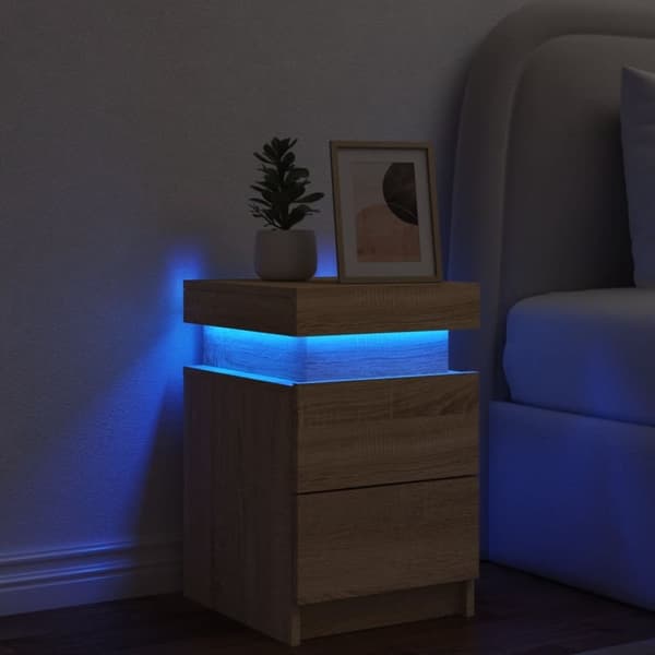 vidaXL Nattbord med LED sonoma eik 35x39x55 cm