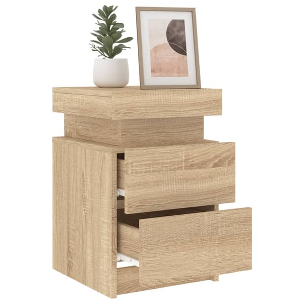 vidaXL Nattbord med LED sonoma eik 35x39x55 cm