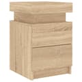Miniatyrbilde 6 av 11: vidaXL Nattbord med LED sonoma eik 35x39x55 cm