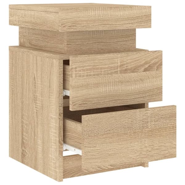 vidaXL Nattbord med LED sonoma eik 35x39x55 cm
