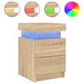 Miniatyrbilde 2 av 11: vidaXL Nattbord med LED sonoma eik 35x39x55 cm