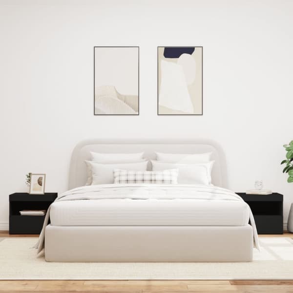 vidaXL sengeborde 2 stk. med LED-lys 50x40x45 cm sort