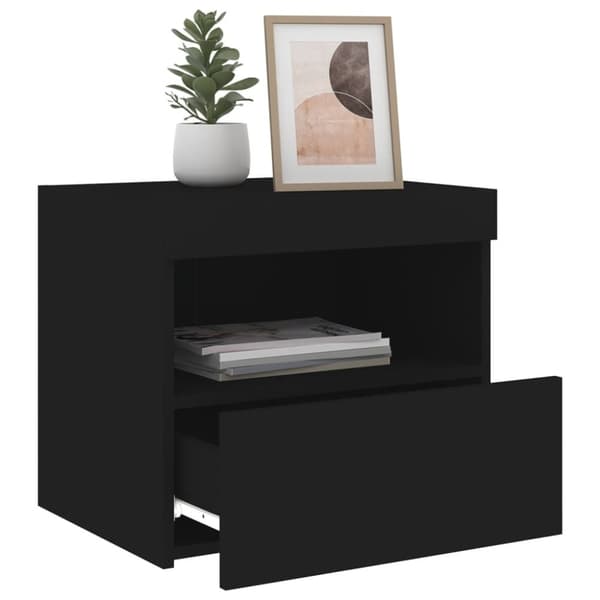 vidaXL sengeborde 2 stk. med LED-lys 50x40x45 cm sort