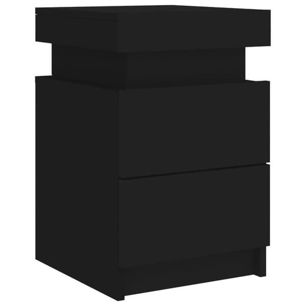 vidaXL Nattbord med LED svart 35x39x55 cm