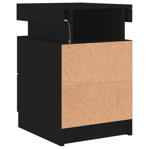 vidaXL Nattbord med LED svart 35x39x55 cm