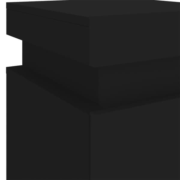vidaXL Nattbord med LED svart 35x39x55 cm