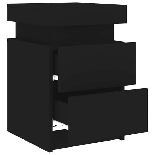 vidaXL sengebord med LED-lys 35x39x55 cm sort