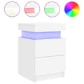 Miniatyrbilde 7 av 11: vidaXL Nattbord med LED 2 stk hvit 35x39x55 cm