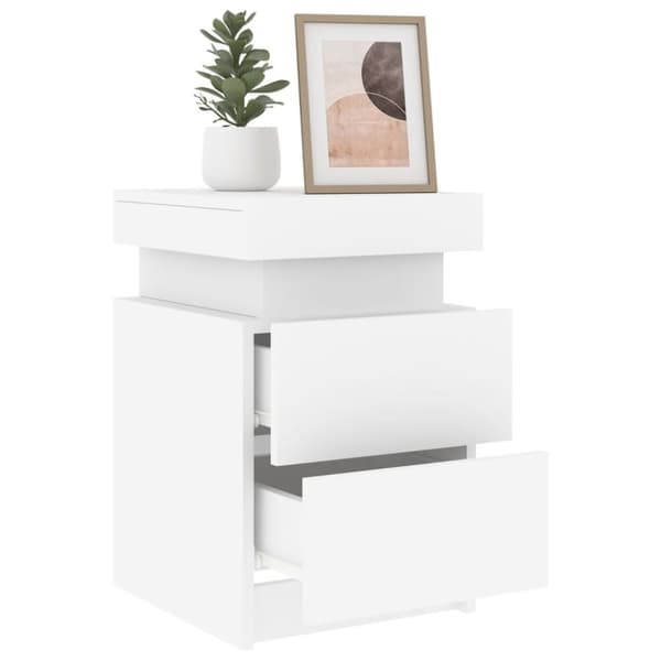 vidaXL sengeborde 2 stk. med LED-lys 35x39x55 cm hvid
