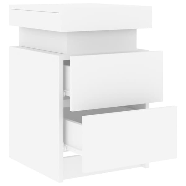 vidaXL sengeborde 2 stk. med LED-lys 35x39x55 cm hvid