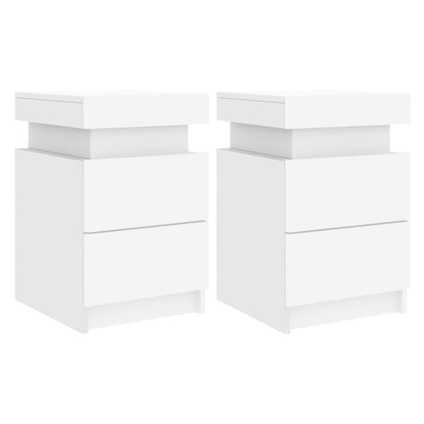 vidaXL sengeborde 2 stk. med LED-lys 35x39x55 cm hvid