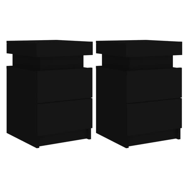 vidaXL Nattbord med LED 2 stk svart 35x39x55 cm